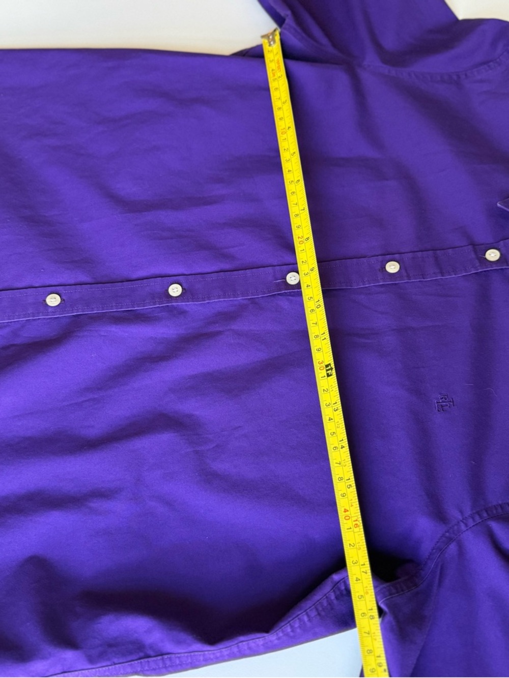 Lauren Ralph Lauren Purple Shirt Non-Iron Button-Up Size M/L 100% cotton Logo - Picture 11 of 12